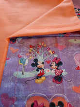 Licensed Pillowcase - Disney's Mickey & Minnie "Love in the Park" on Purple Cotton::Salmon Cotton