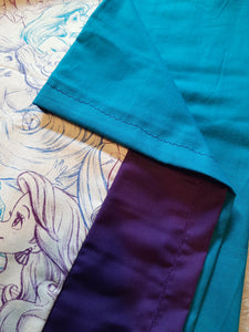 Licensed Pillowcase - Disney's The Little Mermaid Sketch Cotton w/Dark Purple Cotton::Turquoise Cotton