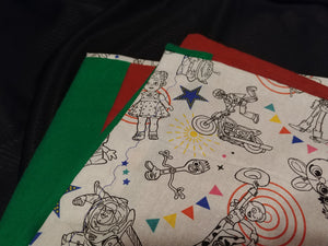 Licensed Pillowcase - Disney's Toy Story 4 Character Outline Cotton::Rust Flannel w/Green Flannel
