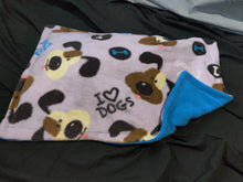 Small Dog Bed - I Love Dogs Purple Fleece::Bright Turquoise Fleece