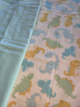 Receiving Blanket - Dinosaurs, Blue, Green, Yellow Flannel::Light Blue Flannel