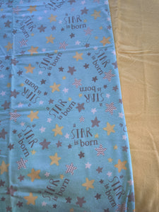Receiving Blanket - "A Star is Born" Yellow, Aqua & Grey Flannel::Light Yellow Flannel