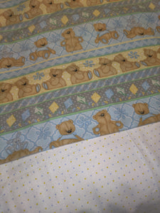 Receiving Blanket - Teddy Bear, Blue & Yellow Stripes Flannel::Blue & Yellow Dots on White Flannel