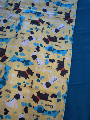 Receiving Blanket - Dogs, Teal & Yellow Flannel::Teal Flannel