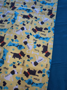 Receiving Blanket - Dogs, Teal & Yellow Flannel::Teal Flannel