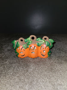 Ceramic Fall / Halloween Decoration - Jack-O-Lantern Pumpkin Trio