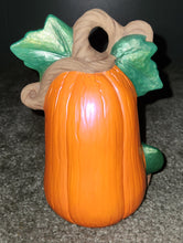 Ceramic Fall / Halloween Decoration - Jack-O-Lantern Pumpkin w/Leaves on Left