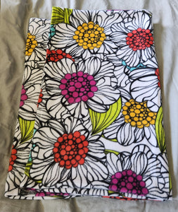 Body Pillowcase - Floral, Black Outline and Bold Colors on White Fleece