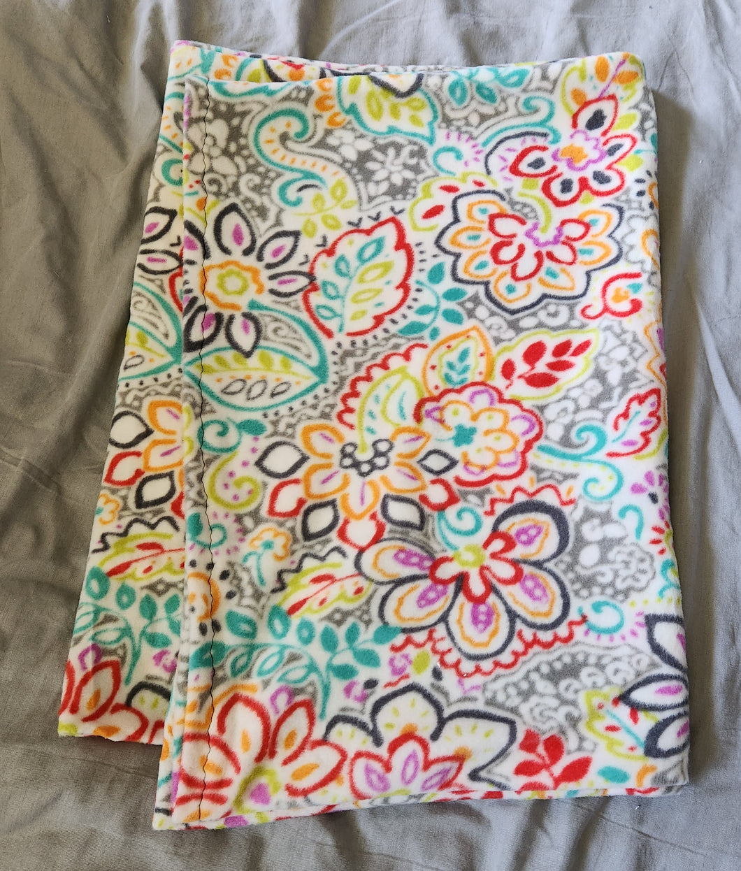 Body Pillowcase - Floral, Neon colors and Grey on White Fleece