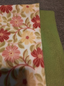 Pillowcase - Floral, Yellow and Pink on White Fleece::Green Fleece