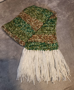 Crocheted Scarf - Brown and Green Blend