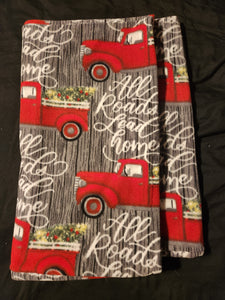 Body Pillowcase - Holiday; "All Roads Lead to Home" Truck Fleece