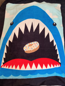 Throw Blanket - Shark & Donut Panel Fleece::Matching Fleece