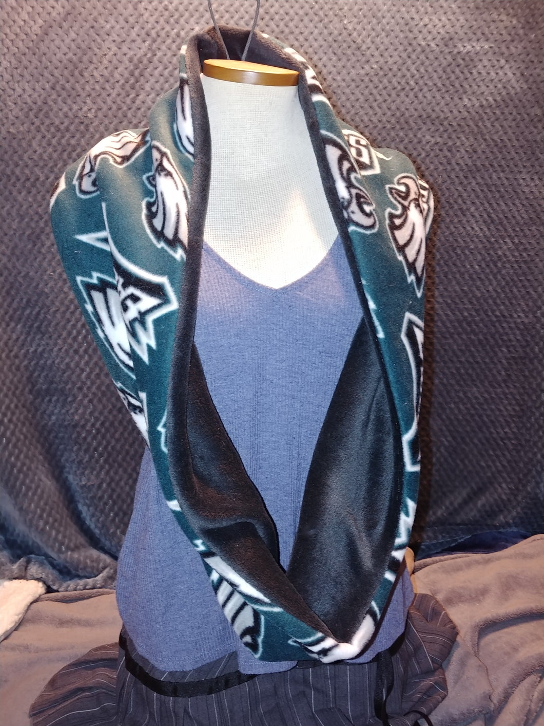 Team Infinity Scarf - Eagles Allover Fleece and Black Sew Lush