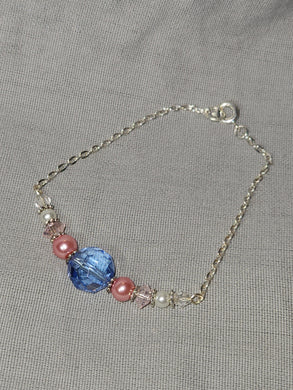 Kid Bracelet - Light Blue Crystal, Pink Pearl, Light Pink Crystal, White Pearl, Clear Crystal