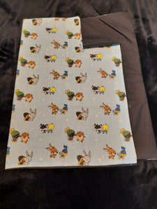 Licensed Pillowcase - Looney Tunes, Characters Mini on Light Blue Cotton::Black Cotton