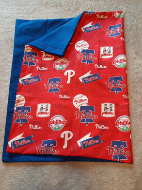 Licensed Pillowcase - MLB Philadelphia Phillies Stadium on Red Cotton::Royal Blue Cotton