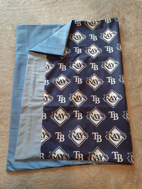 Licensed Pillowcase - MLB Tampa Bay Rays Logo on Blue Cotton w/Light Blue Cotton::Lt Blue Cotton