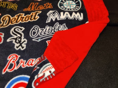 Licensed Pillowcase - MLB Team Logos Fleece w/Red Bumpy::Red Fleece
