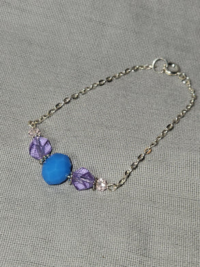 Kid Bracelet - Matte Blue Crystal, Lilac Purple Crystal, Pale Pink Crystal