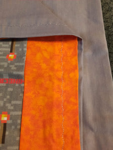 Licensed Pillowcase - Minecraft, "Redstone" Grey Cotton w/Orange Burst Cotton::Grey Cotton