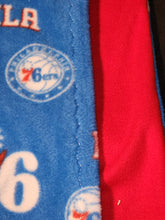 Licensed Pillowcase - NBA 76er's Logo on Blue Fleece::Red Fleece