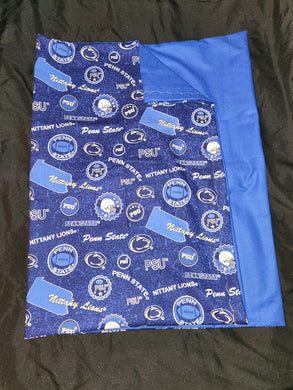Licensed Pillowcase - NCAA Penn State Logos on Navy Cotton::Blue Cotton