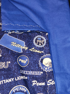 Licensed Pillowcase - NCAA Penn State Logos on Blue Cotton::Blue Cotton