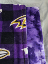 Licensed Pillowcase - NFL Baltimore Ravens on Purple Buffalo Plaid Fleece::Purple Tie Dye Fleece