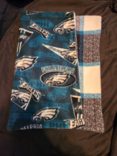Licensed Pillowcase - NFL Philadelphia Eagles Pennant Flag Fleece::Plaid, Black Teal & White Fleece