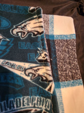 Licensed Pillowcase - NFL Philadelphia Eagles Pennant Flag Fleece::Plaid, Black Teal & White Fleece