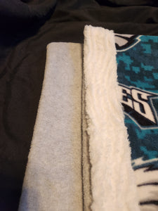 Licensed Pillowcase - NFL Philadelphia Eagles Pixel Fleece w/ White Faux Fur::Light Grey Fleece