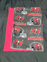Licensed Pillowcase - NFL Tampa Bay Buccaneers, Helmet and Flag on Grey Fleece::Red Fleece