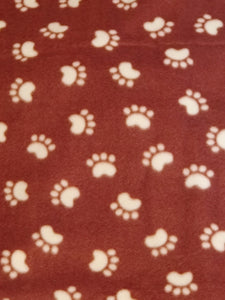 Large Dog Bed - Pawprints, Ivory on Brown Fleece