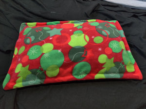 Small Pet Bed - Christmas Ornaments Red & Green Fleece