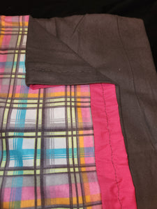 Pillowcase - Plaid, Grey, Teal & Pink Flannel w/Pink Cotton::Grey Flannel