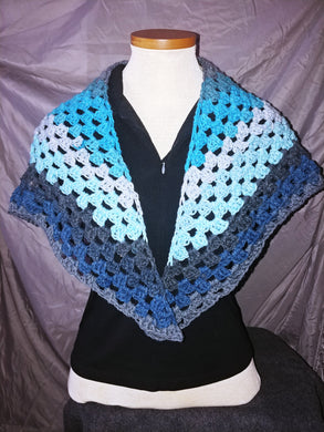 Knit Shawl Blues and Greys Sparkle