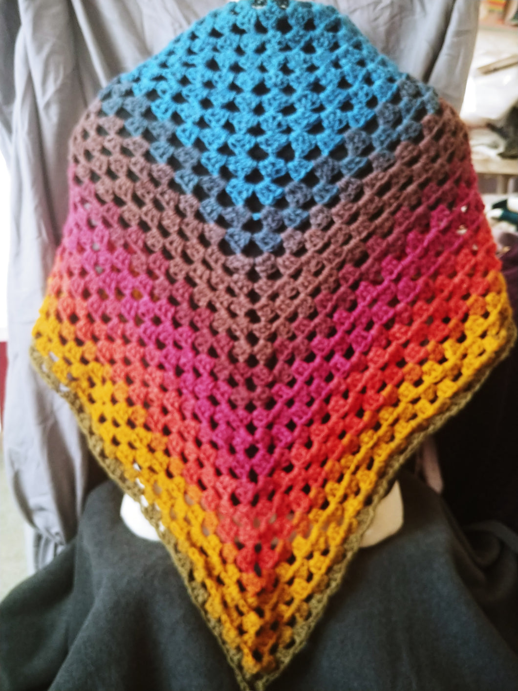 Knit Shawl - Vintage Rainbow