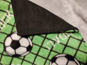 Pillowcase - Soccer Balls Green Fleece::Black Fleece