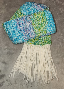 Crocheted Scarf - Blue and Green Blend