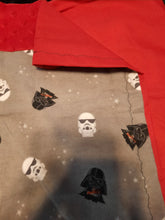 Licensed Pillowcase - Star Wars, Mini Vader and Storm Trooper on Grey Flannel w/Red Bumpy::Red Cotton