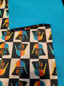 Licensed Pillowcase - Star Wars, Vader Rainbow, Navy and White Cotton::Bright Blue Cotton