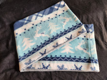 Infinity Scarf - Winter - Sweater Blues, Deer & Snowflakes Fleece::Heather Blue Knit