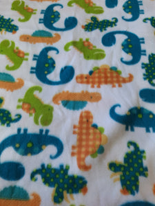 Throw Blanket - Dinosaurs, Turquoise, Green & Orange Fleece::Matching