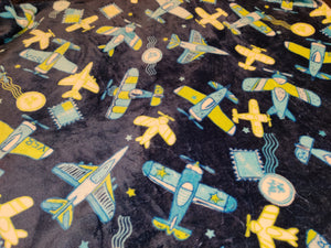 Throw Blanket - Planes, Fighter Blue & Green Sew Lush
