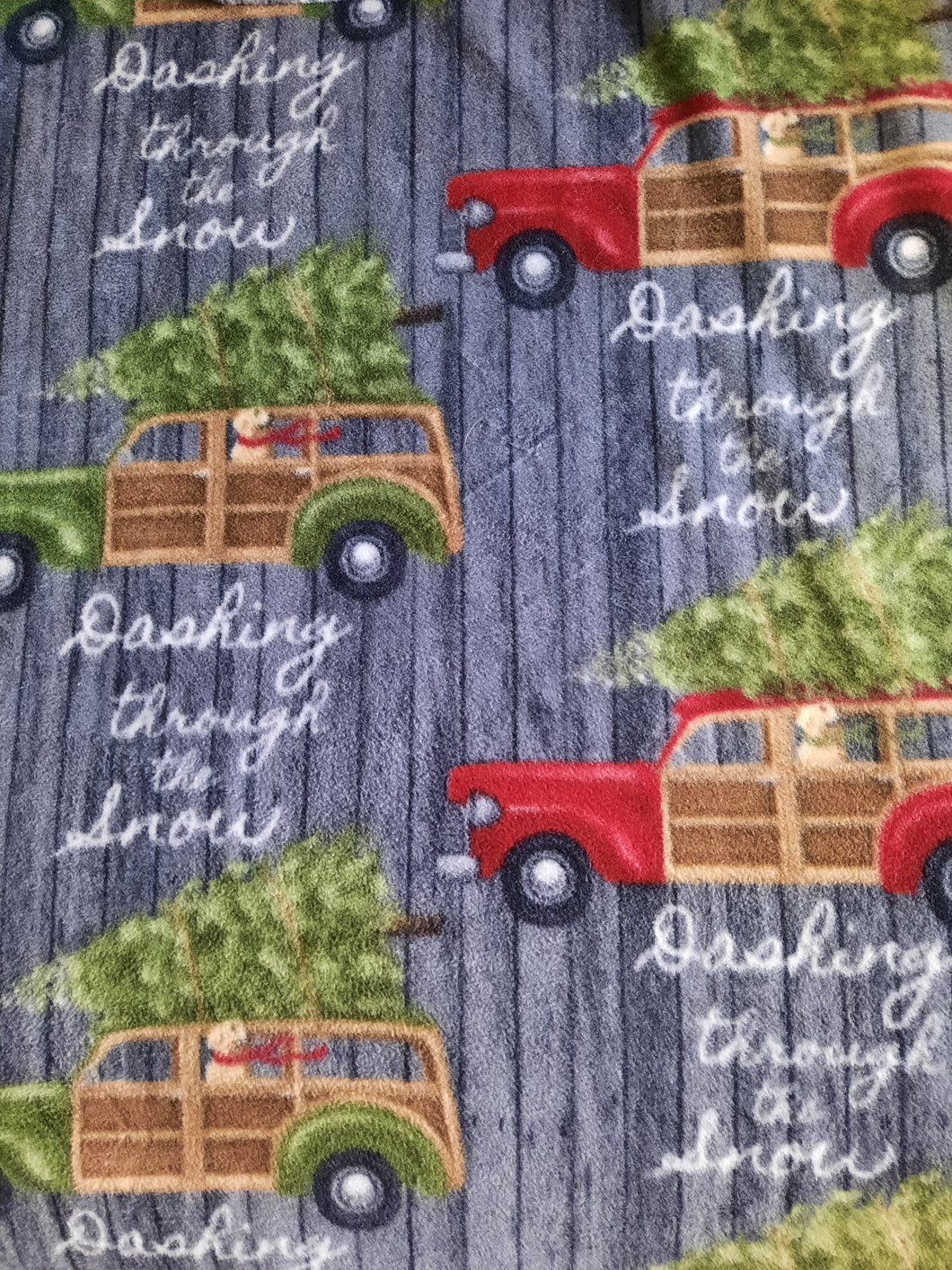Throw Blanket - Holiday Trucks on Grey Wood Fleece::Matching
