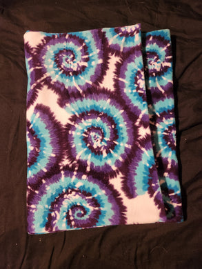 Body Pillowcase - Tie Dye, Purple & Aqua on White Fleece