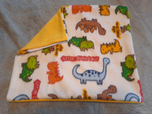 Toddler Pillowcase / Travel Pillowcase - Dinosaurs on White Fleece::Yellow Fleece