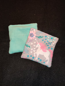 HAND WARMER PAIR (Large-Adults) - Unicorn, Pink & Aqua Flannel::Aqua Flannel