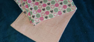 Wash Cloth - Large - 4 Pack - Hearts, Pink & Gray on Pink Flannel::Light Pink Terry Cloth